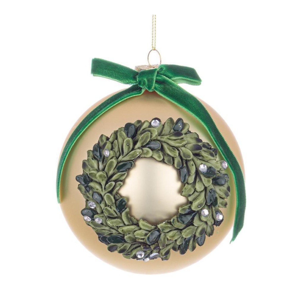 SFERA VETRO CORONA ORO D10